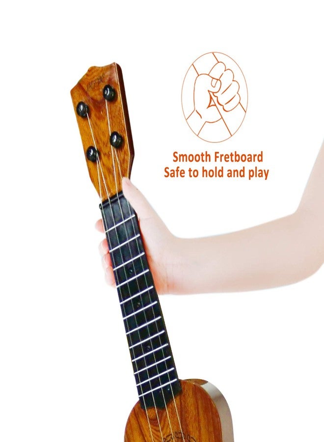 QDH Kids Toy Ukulele, Kids Guitar Musical Toy,17 Inch 4 Steel Strings, with Pick,Early Educational Learning Musical Instrument Gift for Preschool Children(Wooden Color) (17inch) - Image 3